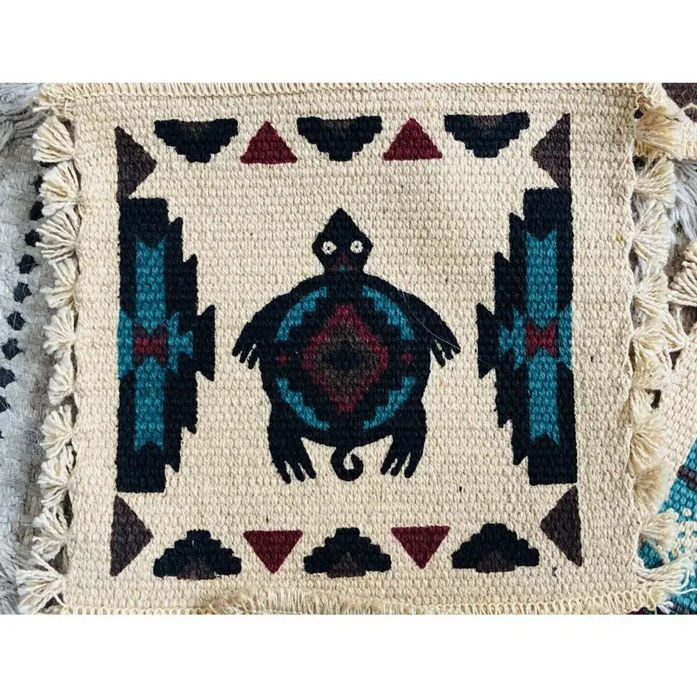 Set of 5 Woven Coasters Small Southwest Aztec Native Am Style Mats 4-5”